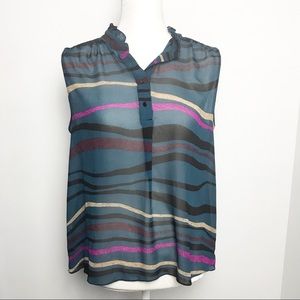 Ellen Tracy Sheer Chiffon Sleeveless Blouse-Large